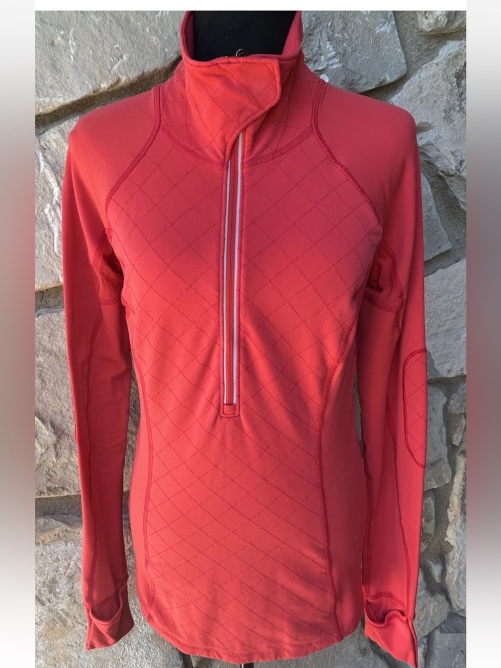 Lululemon Half Zip Pullover Jacket Size 6 Orange Red Quilted Long Sleeve EC - Picture 2 of 12